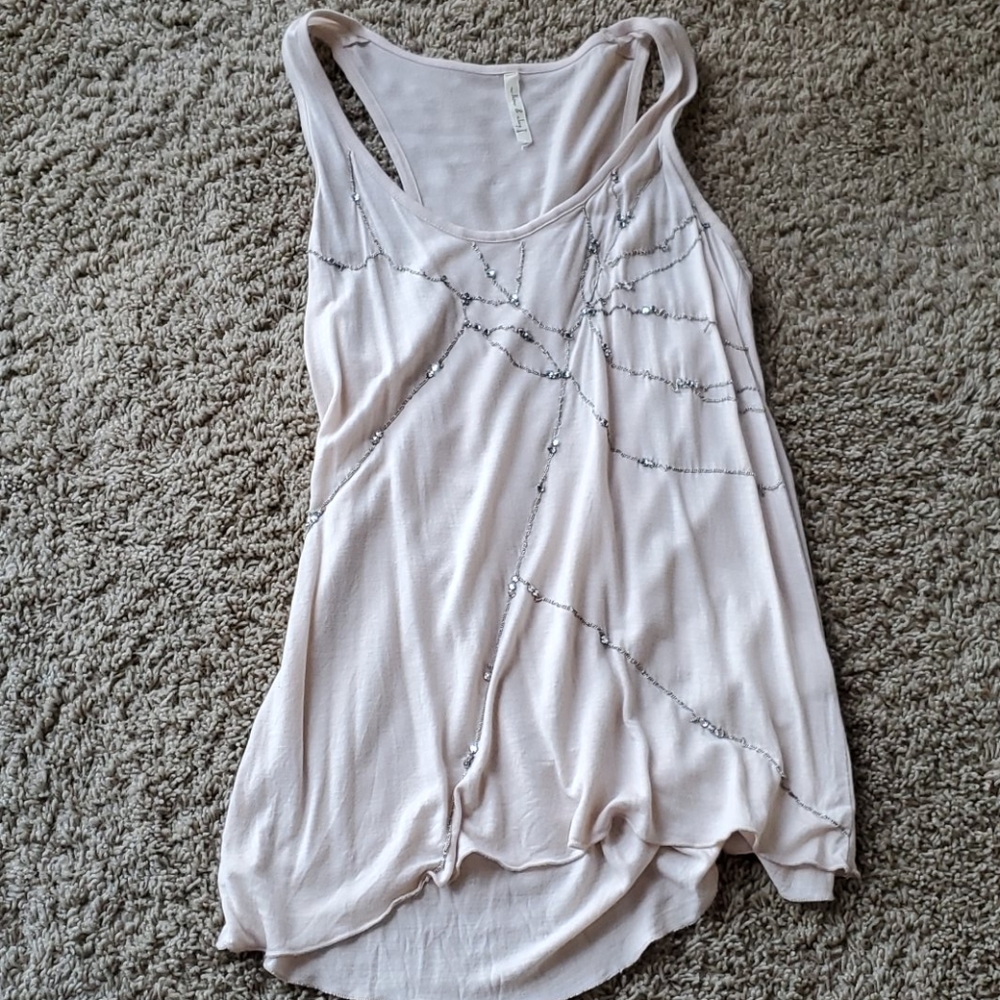 Beautiful feminine tank with rhinestone detailing